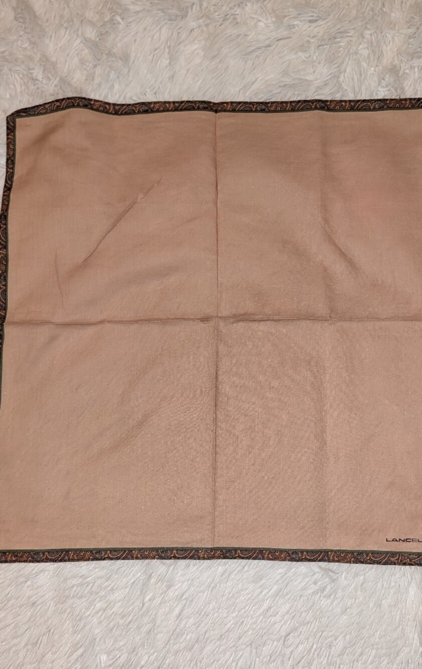 Lancel Handkerchief Scarf Cotton Tan Multi NWOT